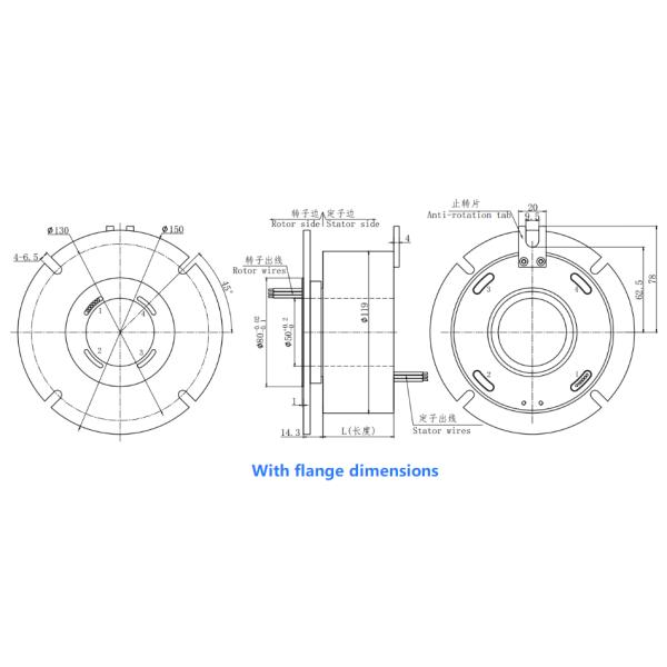 Middle Hole 50mm Electrical Slip Ring Large Aperture 6 Circuit Slip Ring