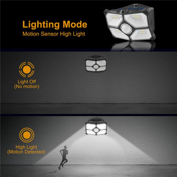 IP65 Waterproof Outdoor High-performance Solar Panel Super Bright Durable Material Solar Security PIR Sensor Light