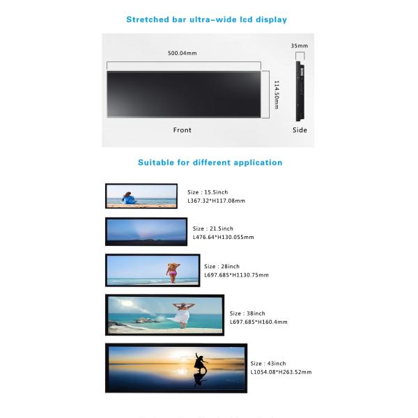 Slim Bezel Bar Stretched LCD Display Anti Shock With Wifi Android 5.1