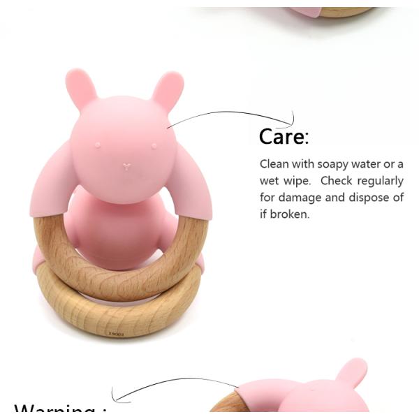 Handbell Wooden Silicone Teether