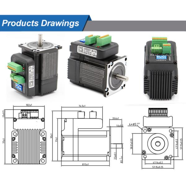 CNC Closed Loop NEMA 23 Integrated Stepper Motor With Driver Step+Direction 57mm 36V DC 2N.M