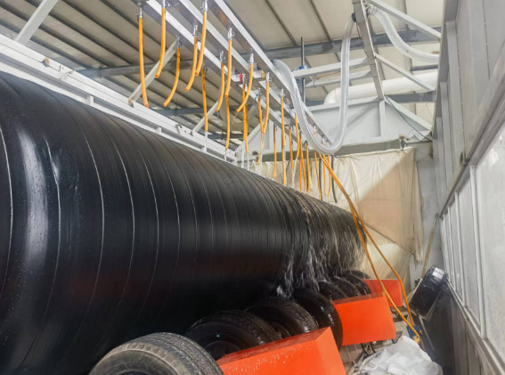 Preinsulated Pipe Making Machine For PU Spraying PE Film Wrapping 2-Step Method