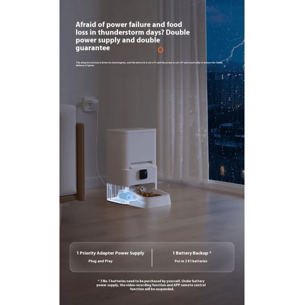 2025 Smart Pet Feeder Camera Eco-Friendly Plastic Solid Battery Charge Automatic Timed 6L Bowl Dispenser Dog Cat Tuya Video App