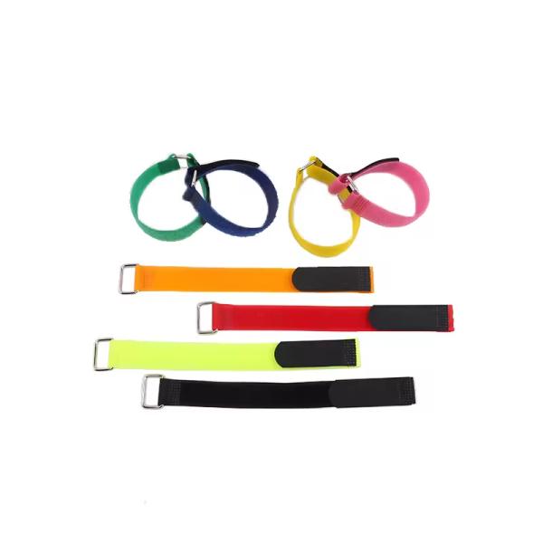 Reusable Hook And Loop Strap Adjustable Hook And Loop Fastening Cable Ties With Metal Buckle