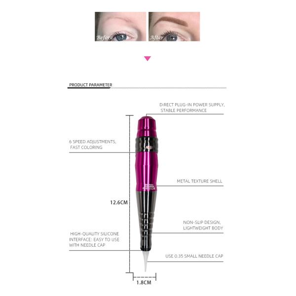 Rose Red Copper Permanent Makeup Machine Pen For Eyebrow Lips