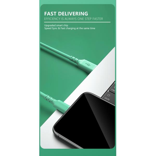 Silicone Type C To Usb A Cable , 3A 6 Foot Fast Charging Cable For Android