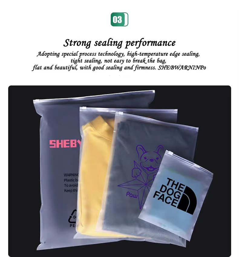 Customized logo zipper design, matte transparent CPE low-density polyethylene, intaglio printing surface for clothing, bags, shoes and socks.
