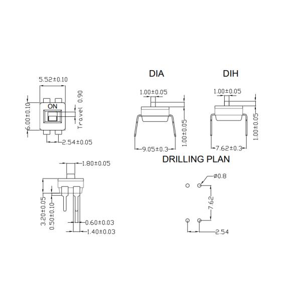 DIA2F01 DIH2F01 2PST IC Type DIP Switch With Twin Contacts