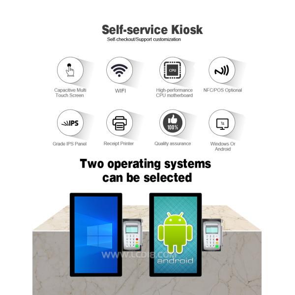 Standalone OS 15.6 inch Wall Mount Self Service Touch Screen Payment Machine with Scanner for QR code/Bar code/IC card