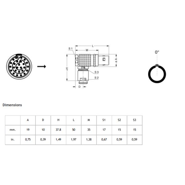 FHG 3B 26 Pin 90 Degree Elbow Circular Connectors Right Angle