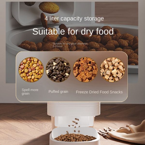 New Arrival 4L Eco-friendly Plastic App Control Automatic Pet Feeder with Timer WiFi Battery Power for Cats & Dogs