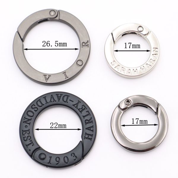 Small Key Chains Accessories Oval Spring Ring Clasp With Custom Engraved Logo