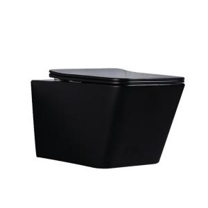 China 8cm Residential Compact Wall Hung Toilet Black Flush For 2x4 Wall Square Hotel on sale