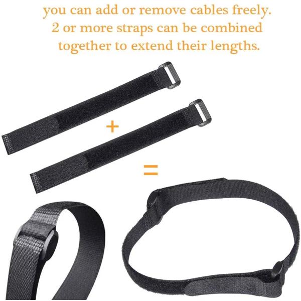 Black Hook And Loop Cable Straps Nylon Self Gripping Straps Reusable For USB Cables