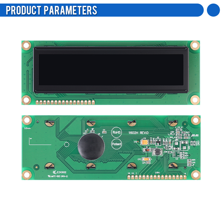 OLED1602H Black Film, 16×2 Character LCD Module,WS0010 Controller, Parallel Port Interface, 99x24mm View Size,Working Temperature -40+80 Display