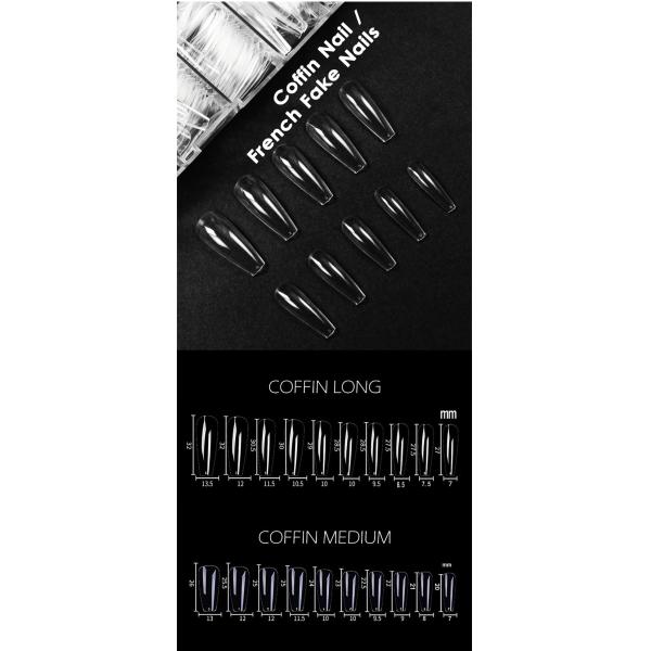 Customized Long Square Pre-Shaped Soft Gel Nail Extension Tips for Press On Nails 12 Size and Easy to Remove Material