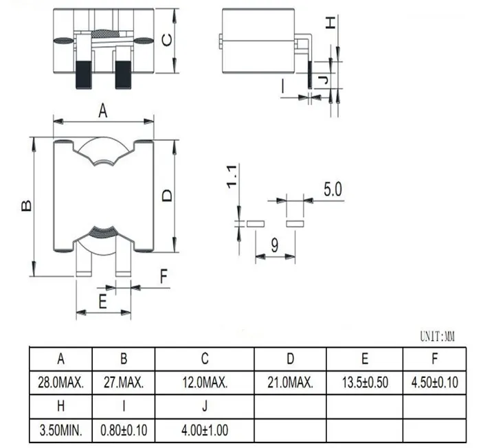 SMD Type Ferrite Core High Frequency Transformers for Electronic Vehicles