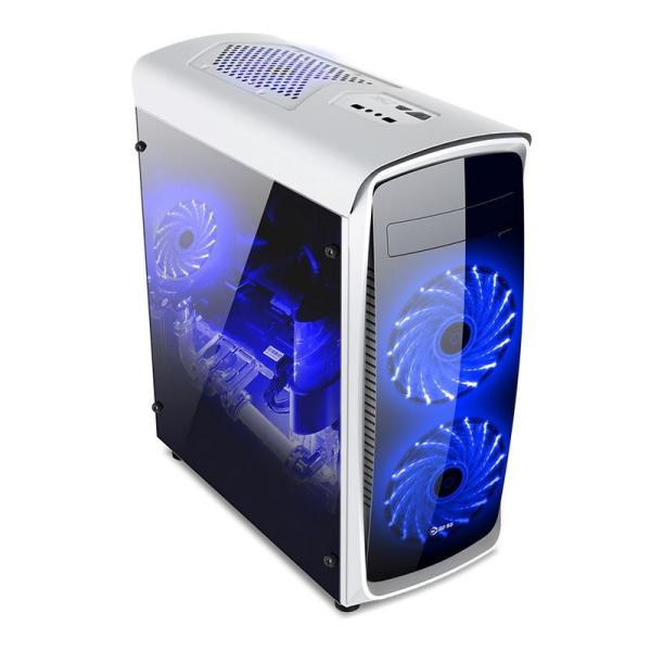 ETEK ATX Mid-Tower Case Acrylic Front & Side Panel Full Side View Black And White