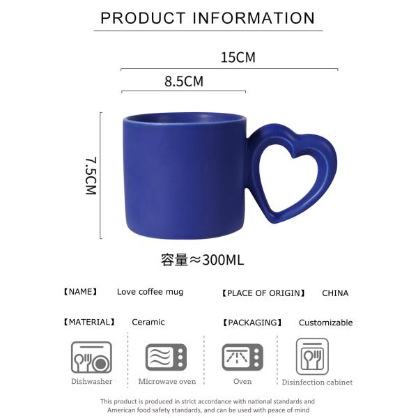 Matte Nordic Style Ceramic Coffee Cups Mug With Heart Shape Handle