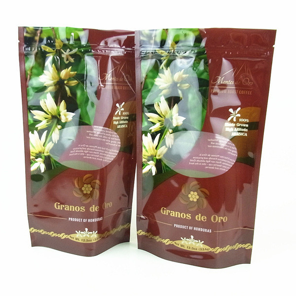 Stand Up Plastic Pouches Packaging Zip For 250 Gram Roasted Coffee Bean