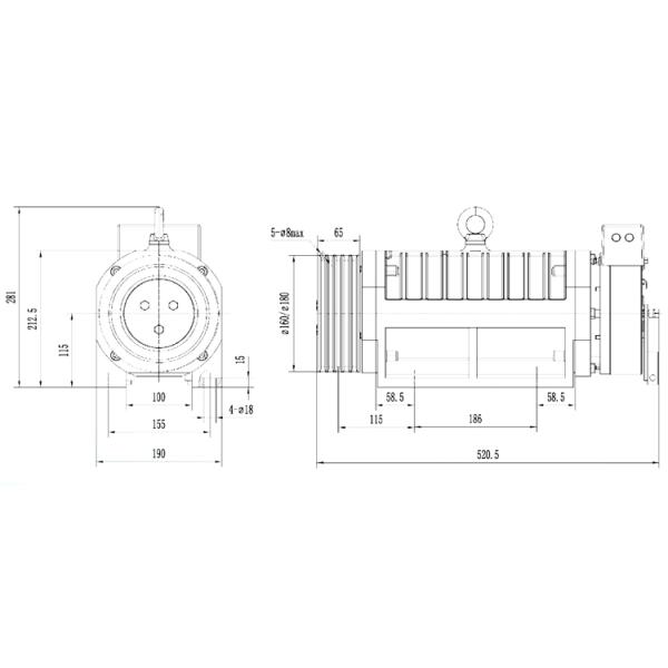 DC110V 2.4A Brake Gearless Traction Machine Motor Used For Machine Roomless