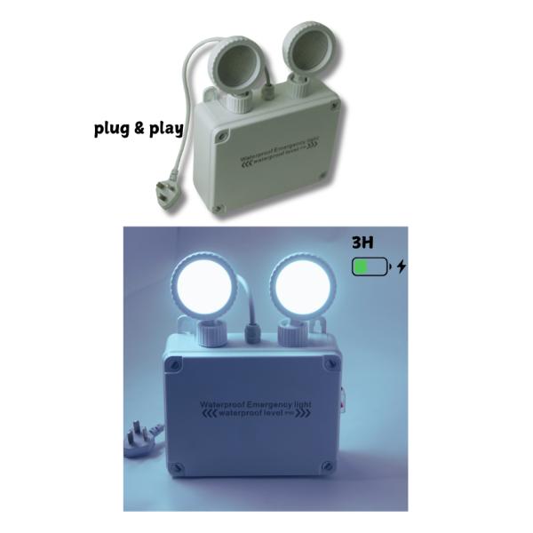 Rechargeable Abs Led Exit Emergency Light Non Maintained Ip65 2*5w Lithium Battery Adjustable For Corridors