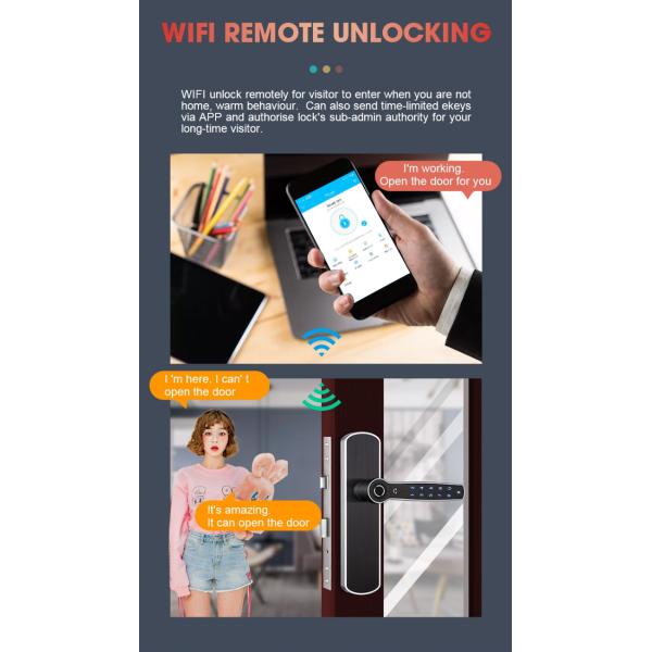 Smart TTlock FPC Fingerprint Door Lock Bluetooth With Reversible Handle