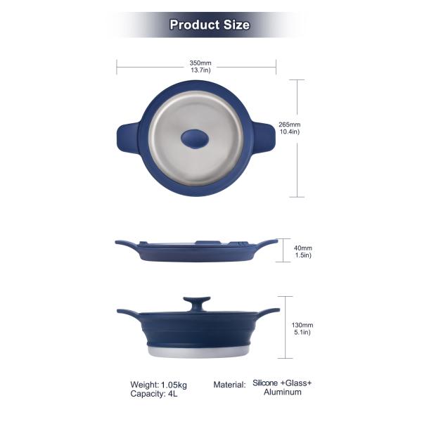 Customized Silicone Cooking Pot Collapsible Silicone Cookware Camping