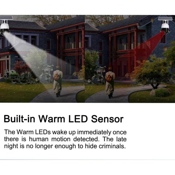 2K Solar WiFi Security Camera 4MP 6W Solar Panel Cloud Storage Solar Battery Camera