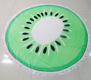 China cheap wholesales diameter 150cm reactive printed round beach towel with tassels on sale