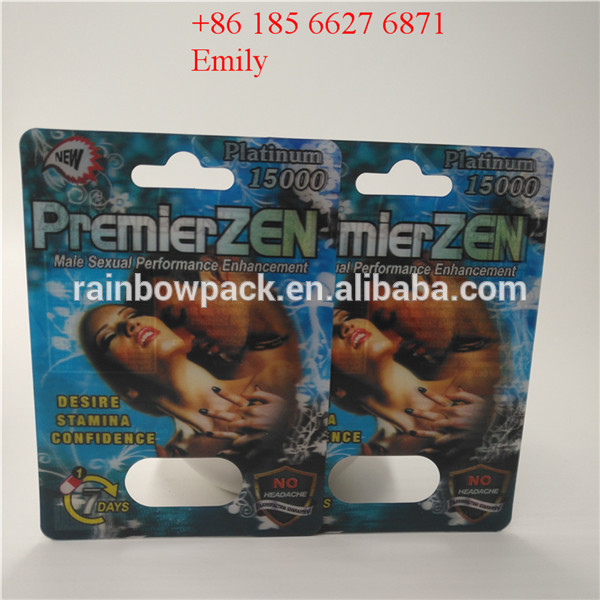 Private Labels Blister Card Packaging , Rhino Pill Plastic Blister Packaging