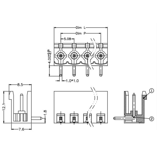 5.08mm 2EDG Plug In Connector Blocks , Male Type PCB Mount Terminal Block