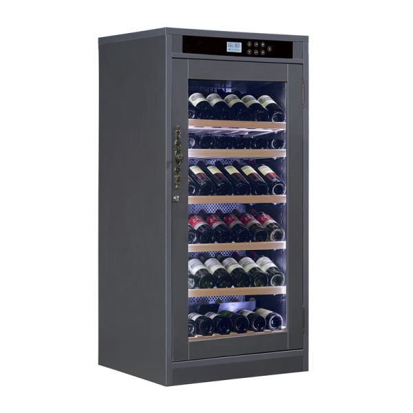 Modern Solid Wood Kitchen Wine Cooler Cabinet with Digital Touch Control Panel and Double-Pane Tempered Glass Door