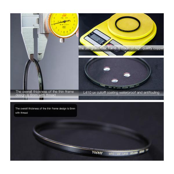 Gold Line HD Double Sided Multi Layer Coating Camera Lens UV Filter