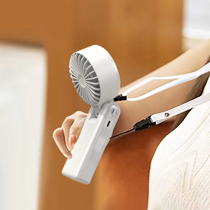 FUSMLI Portable Foldable Handheld Neck Fan Visual Digital Battery Display Stylish Color Combinations Effortless Cooling Anywhere