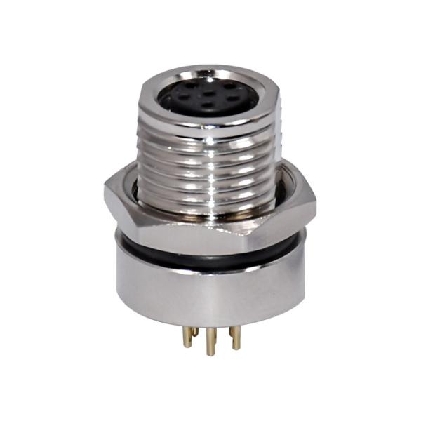 M8 Auto Female 6pins Front Cricular Screw Panel Mount Connector IP67 Socket