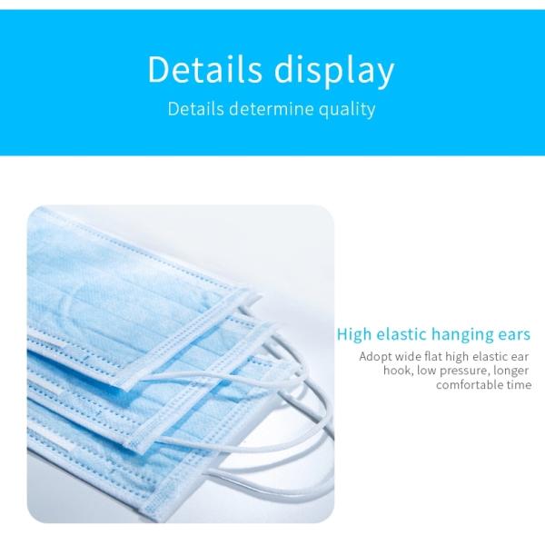 Disposable Blue Earloop Face Mask , Odorless Disposable Protective Mask