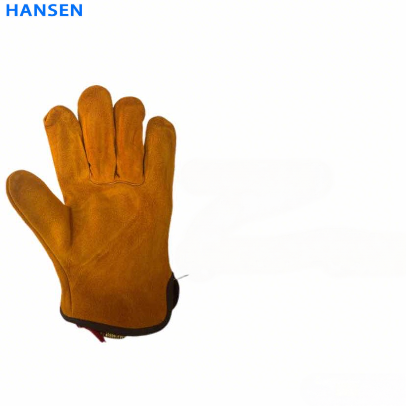Split Cowhide Welding Gloves , Double Layer Heat Resistant Welder Gloves , Short Driver & Long Cuff Leather Safety Gloves , Anti Spark Wear Resistant