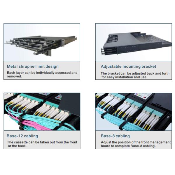 MTP LC Fiber Patch Panel Laminated Steel With 12x12F MPO