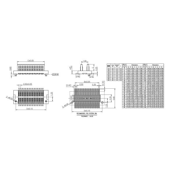 Pitch 0.5mm Double Slotted Board To Board Connector Male Part With CAP UL Certified