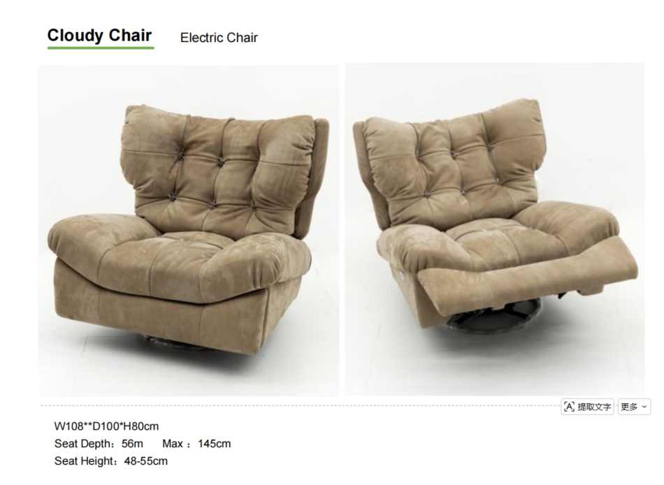 Luxury Modern Recliner Sofa Chair with Zero Wall Function