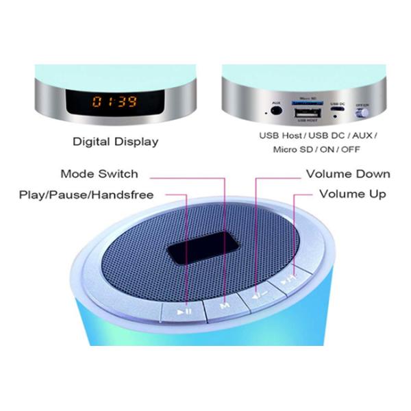 Wireless Speaker Alarm Clock , Dimmable LED Light Alarm Clock With Usb Charging Port