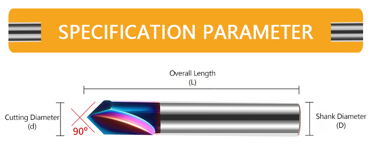 65° 2-Flute Chamfering Tool with 90° Angle Tungsten Carbide Milling Cutter for Stainless Steel
