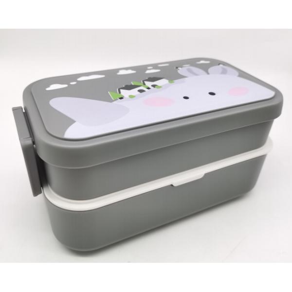 Customized Logo Rectangle Lunch Box with Eco-Friendly PP Plastic and Bamboo Fiber