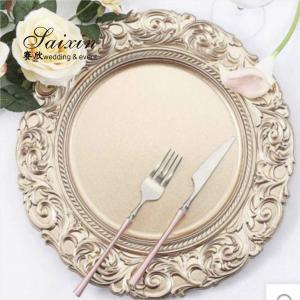 Quality 13 Inch Plastic Charger Plates Gold For Weddings Event Table Yellow for sale