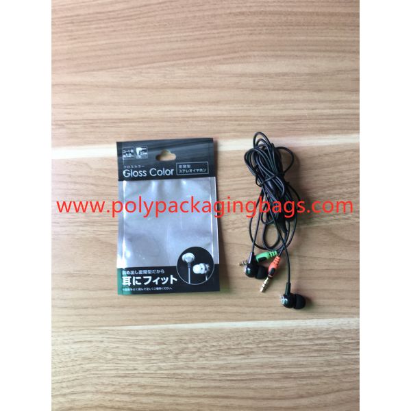 Headphone Cable Electronic Digital Foil Ziplock Bags With Transparent Window