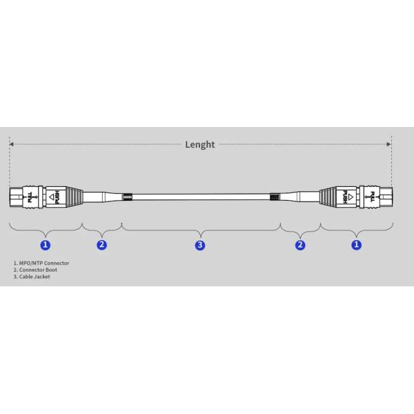 40M 12 Core OM4 Mode Type MPO Patch Cable for 100G Plenum High-Speed Networks