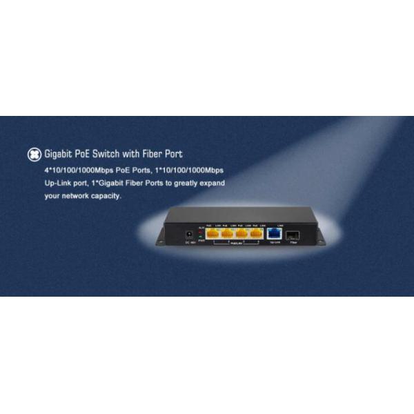 Full Gigabit Ports POE Ethernet Switch 4 Port 48V With 1 Uplink / 1 SFP Port