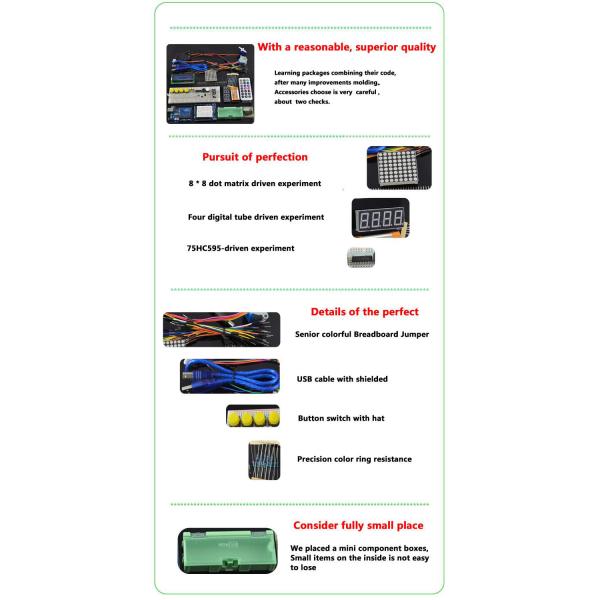 5V / 3.3V starter kit for Arduino , Step Motor / Servo / 1602 LCD / Breadboard / Jumper Wire / UNO R3