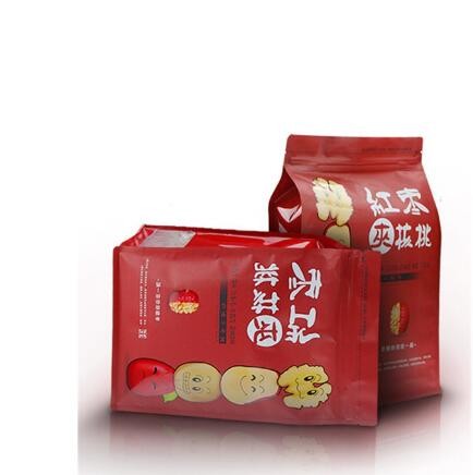 Custom Design Laminated Material Flat Bottom Zip Lock Snack Food Packaging Jujube Bags